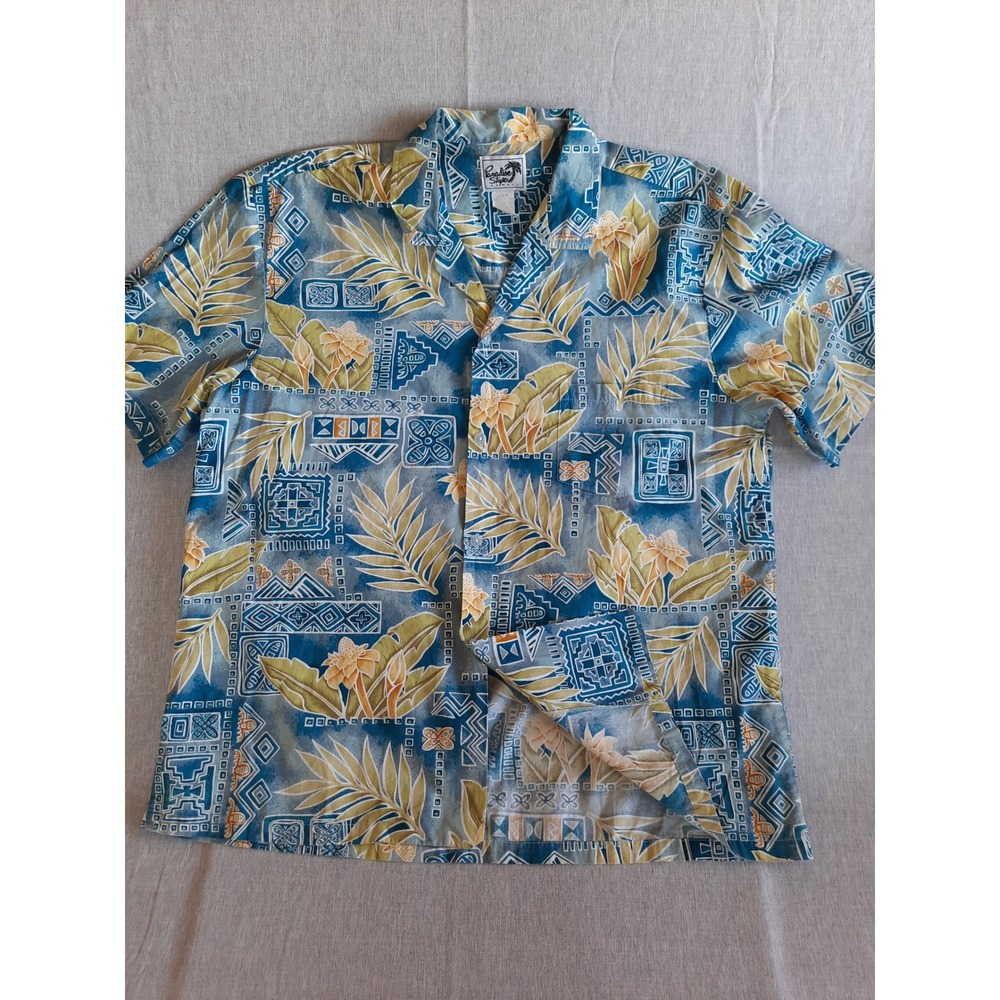 VTG Paradise Style Hawaii Mens XL Floral Button Shirt SS Pocket Cotton Blend USA
